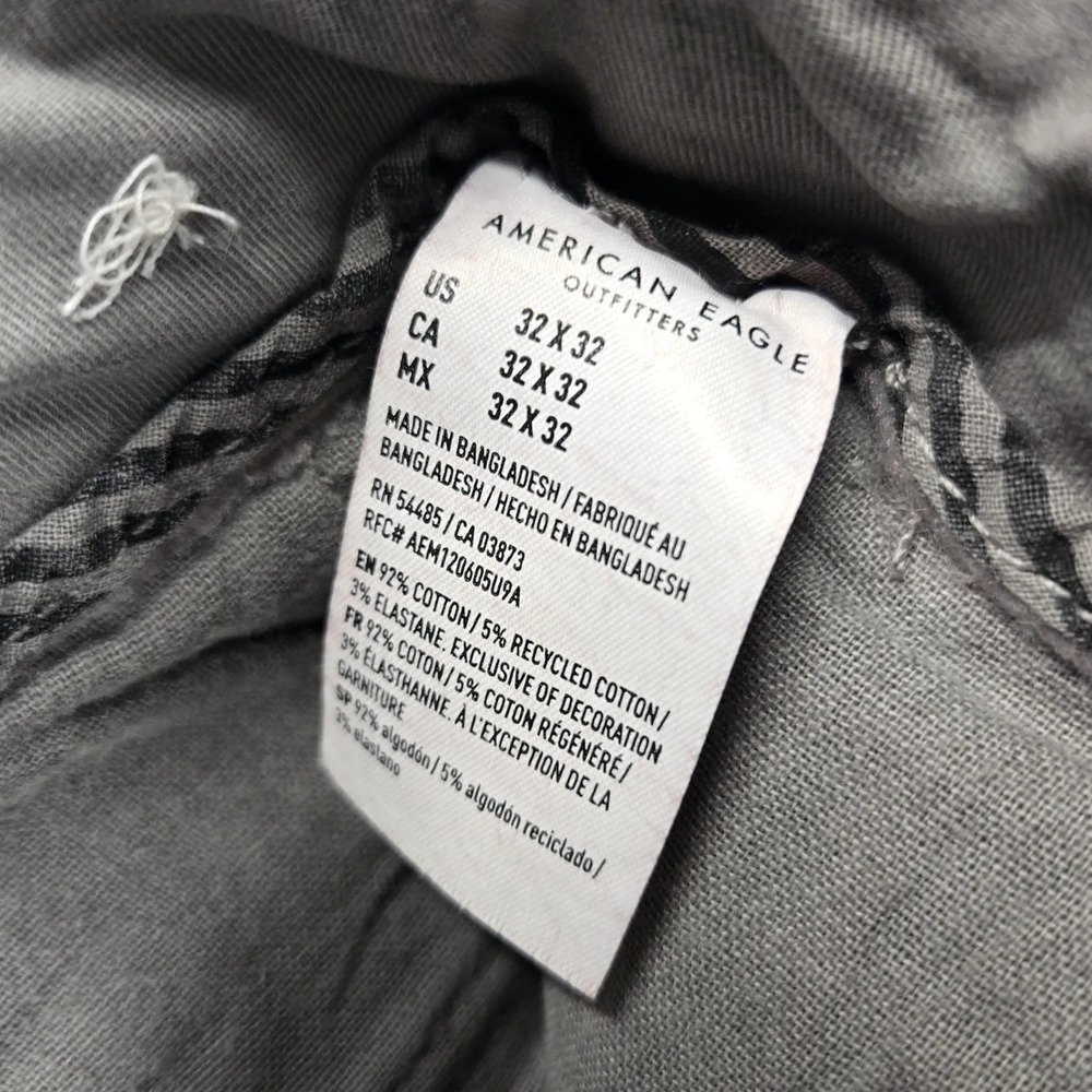 American Eagle Pants Mens 32x32 Gray Thrashed Chino Straight Leg Flex Mid Rise - Picture 6 of 11